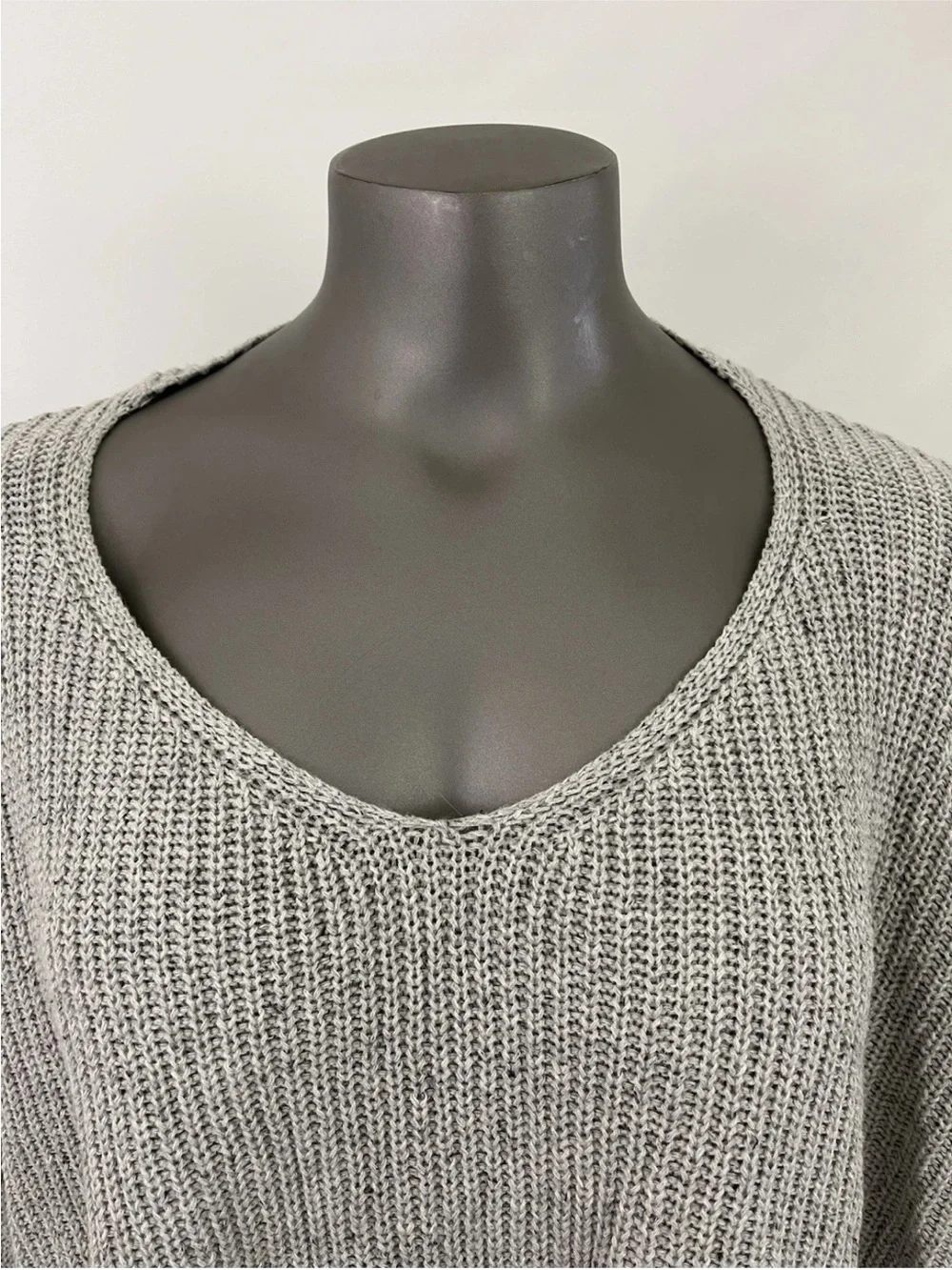 Carly Jean Los Angeles Sweater S/M Gray Boxy Slouchy Speckled Oversized Dolman